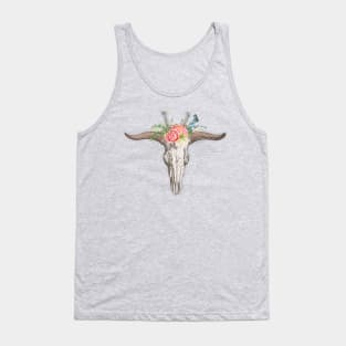Bull skull with flowers Tank Top